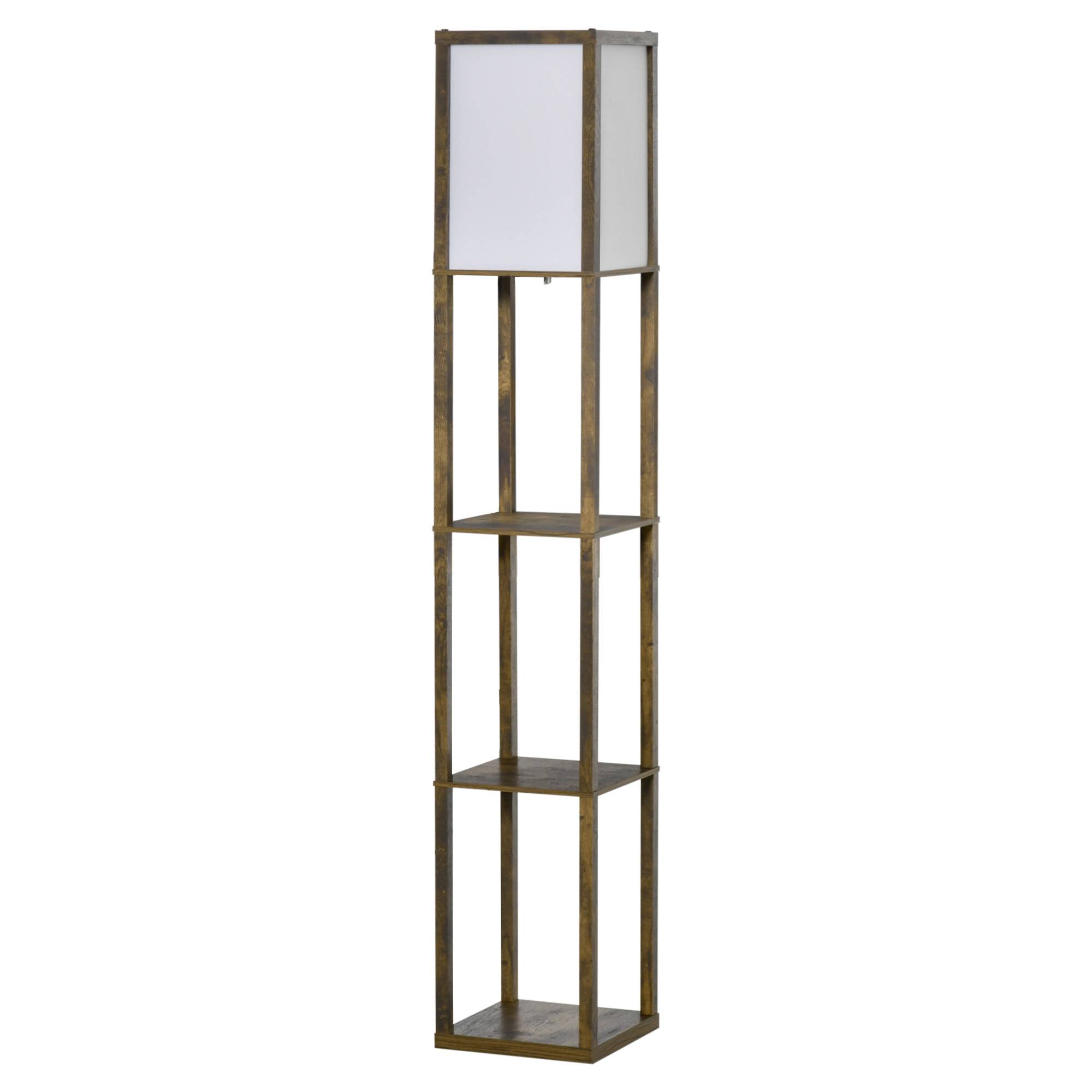 Lampadaire rustique marron 3 étagères douille E27 40W max 26 × 26 × 160 cm salon - Image 2