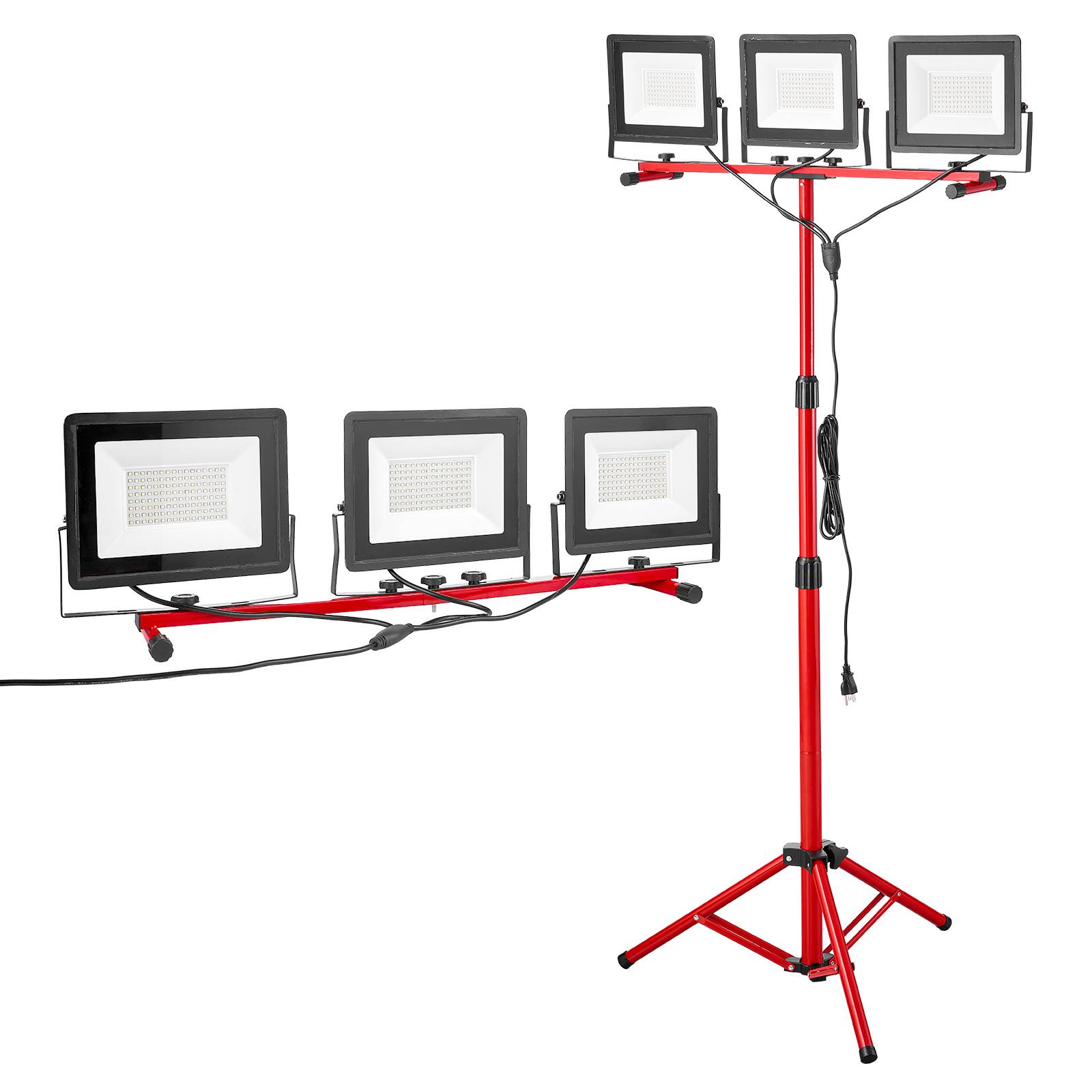 VEVOR Projecteur LED sur trépied lampe travail portable à trois têtes 21000 LM - Image 1