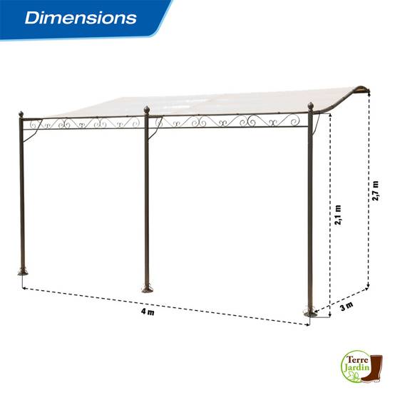 Tonnelle adossée 4 x 3 m - Image 5