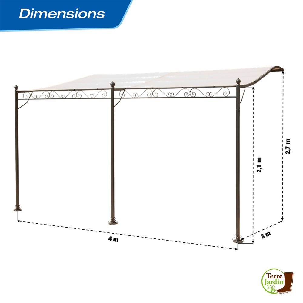 Tonnelle adossée 4 x 3 m - Image 5