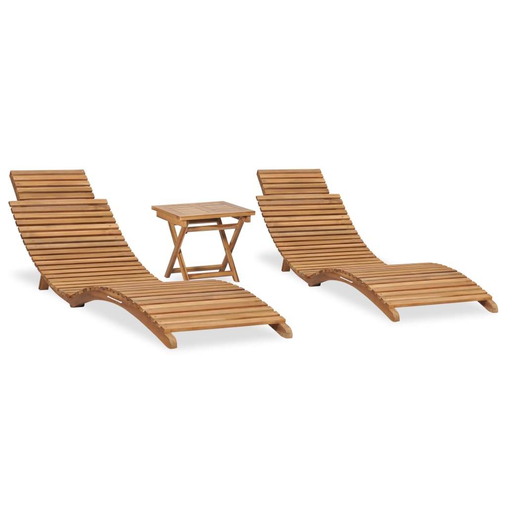 Helloshop26 - Salon de jardin pliable 3 pièces bois de teck solide - Image 1