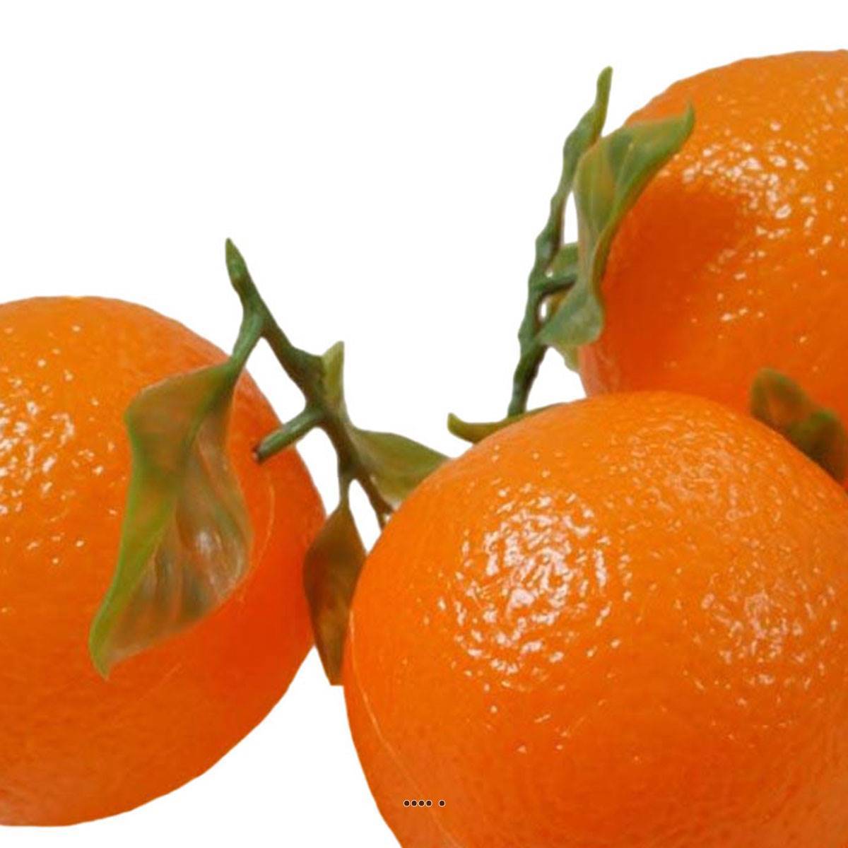 Artificielles - Orange artificielle avec feuilles en lot de 3 en plastique soufflé - Image 3
