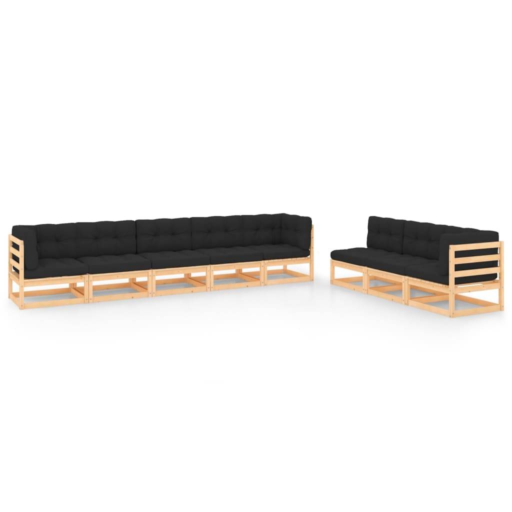 Helloshop26 - Salon de jardin meuble d'extérieur ensemble de mobilier 8 pièces avec coussins bois de pin massif - Image 1