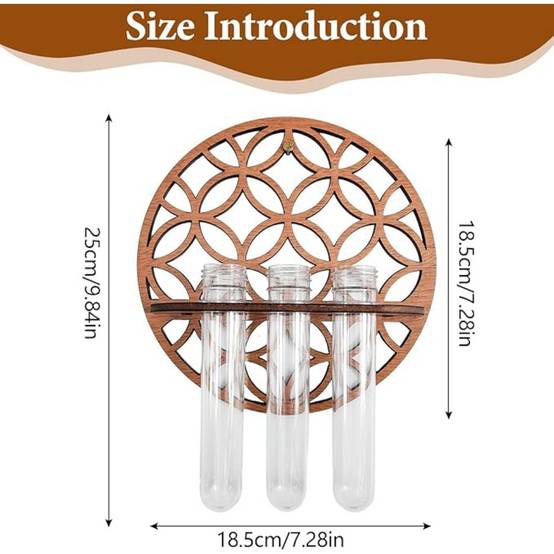 Vase Mural en Bois 3 Tubes - Image 5