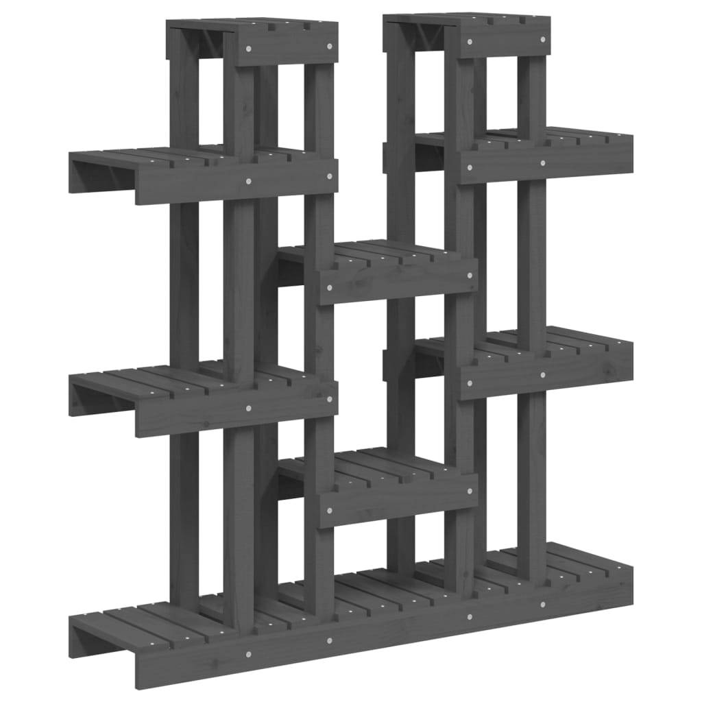 Étagère à Fleurs Grise en Bois de Pin Massif Présentoir Décoratif pour Jardin Balcon 104,5cm – ComfortXL Outdoor Living - Image 2