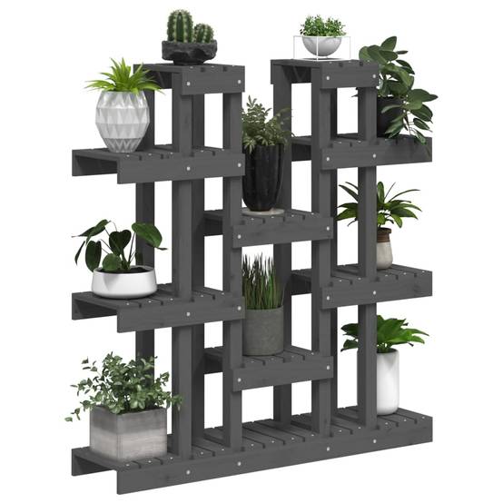 Étagère à Fleurs Grise en Bois de Pin Massif Présentoir Décoratif pour Jardin Balcon 104,5cm – ComfortXL Outdoor Living - Image 4