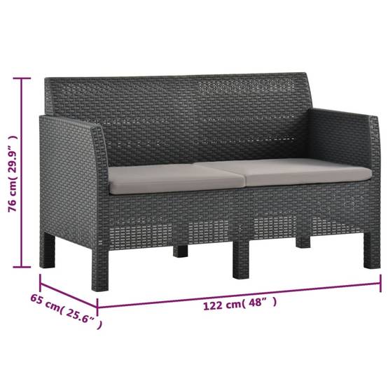 Vidaxl - Salon de jardin 4 pcs avec coussins PP Rotin Anthracite vidaXL 3067234 - Image 3