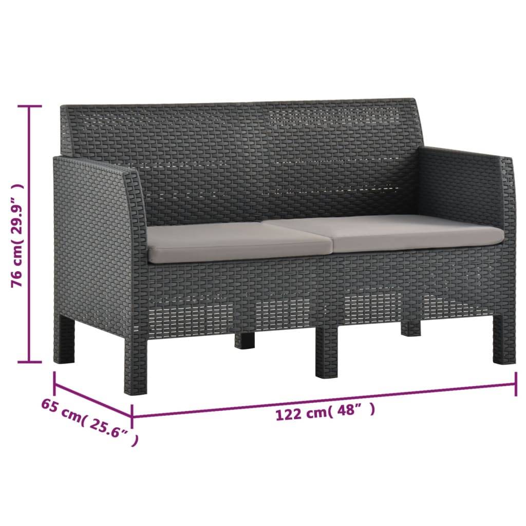 Vidaxl - Salon de jardin 4 pcs avec coussins PP Rotin Anthracite vidaXL 3067234 - Image 3