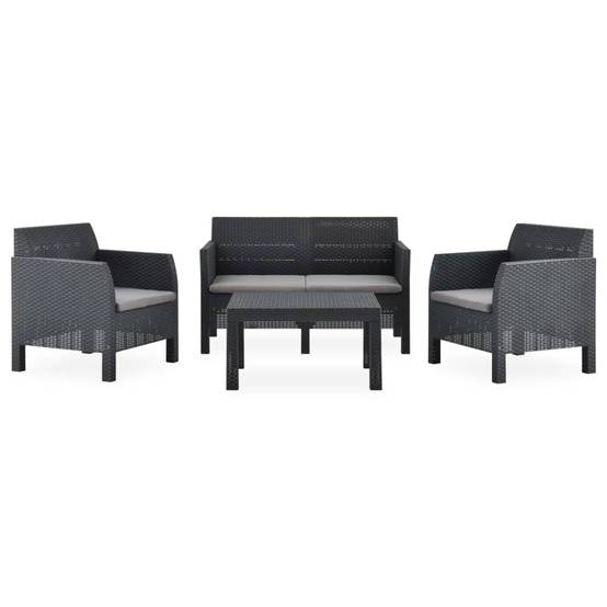 Vidaxl - Salon de jardin 4 pcs avec coussins PP Rotin Anthracite vidaXL 3067234 - Image 2