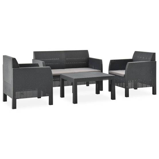 Vidaxl - Salon de jardin 4 pcs avec coussins PP Rotin Anthracite vidaXL 3067234 - Image 1
