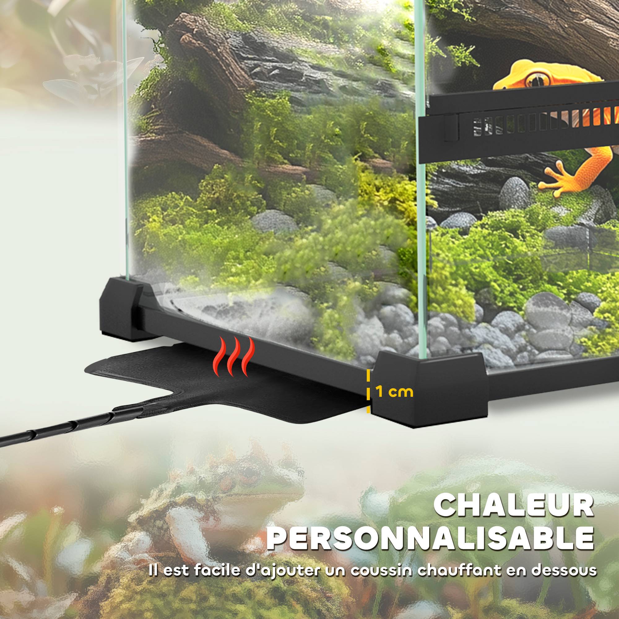 Sans Marque - Terrarium en verre pour reptiles vivarium 12 L avec couvercle en treillis métallique, 20 x 20 x 30 cm, noir - Image 9