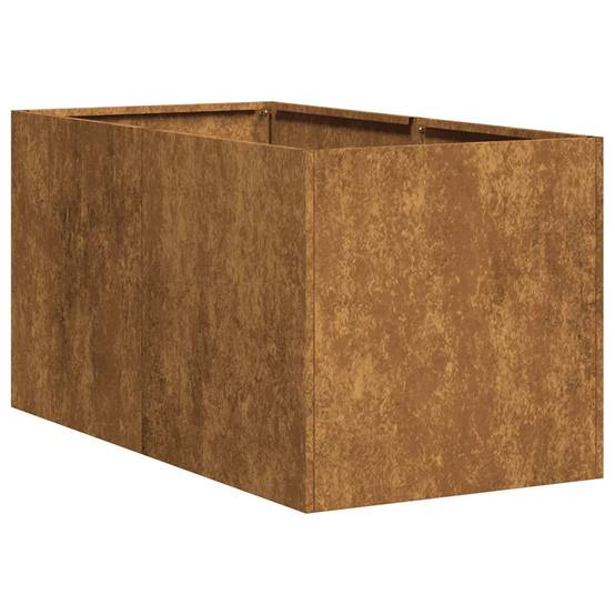 Jardinière rectangulaire ouverte pour balcon jardin 40 x 80 x 40 cm espace de culture idéal tendance en acier rouillé - Image 1