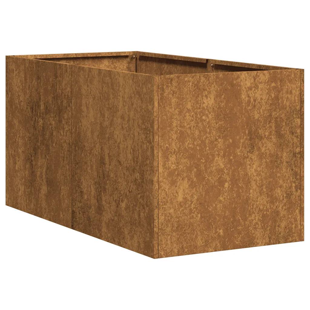 Jardinière rectangulaire ouverte pour balcon jardin 40 x 80 x 40 cm espace de culture idéal tendance en acier rouillé - Image 1