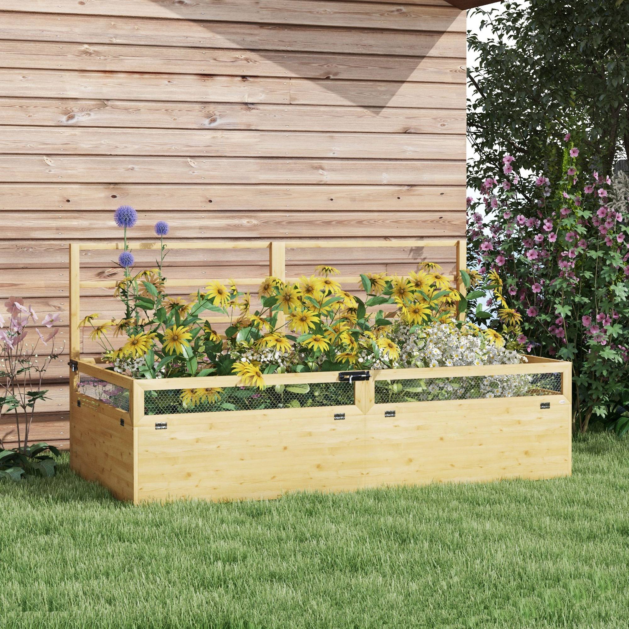 Sans Marque - Jardinière surélevée/potager/herbes intempéries 1 treillis 183x98,5x95 cm naturelle - Image 3