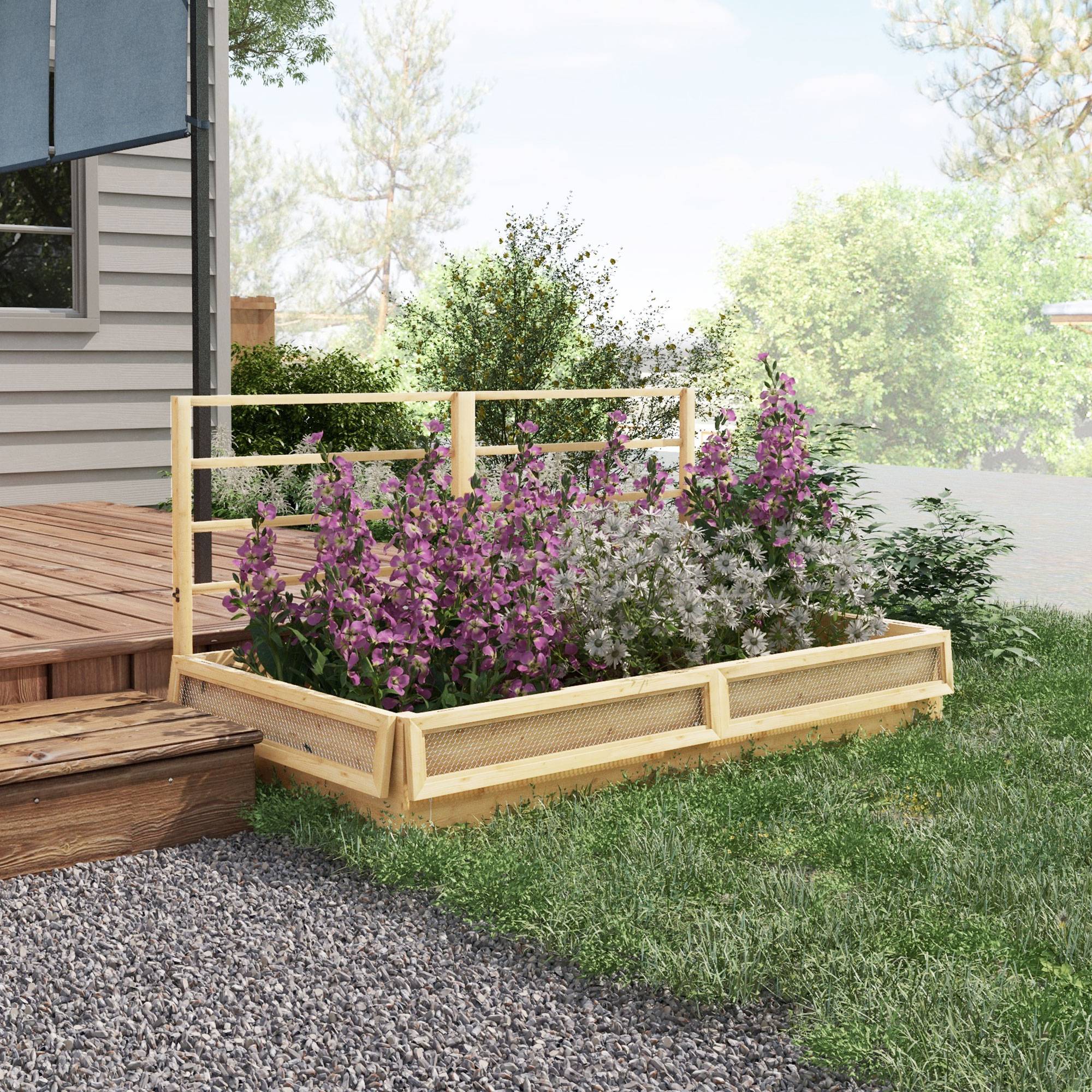Sans Marque - Jardinière surélevée/potager/herbes intempéries 1 treillis 183x98,5x95 cm naturelle - Image 4