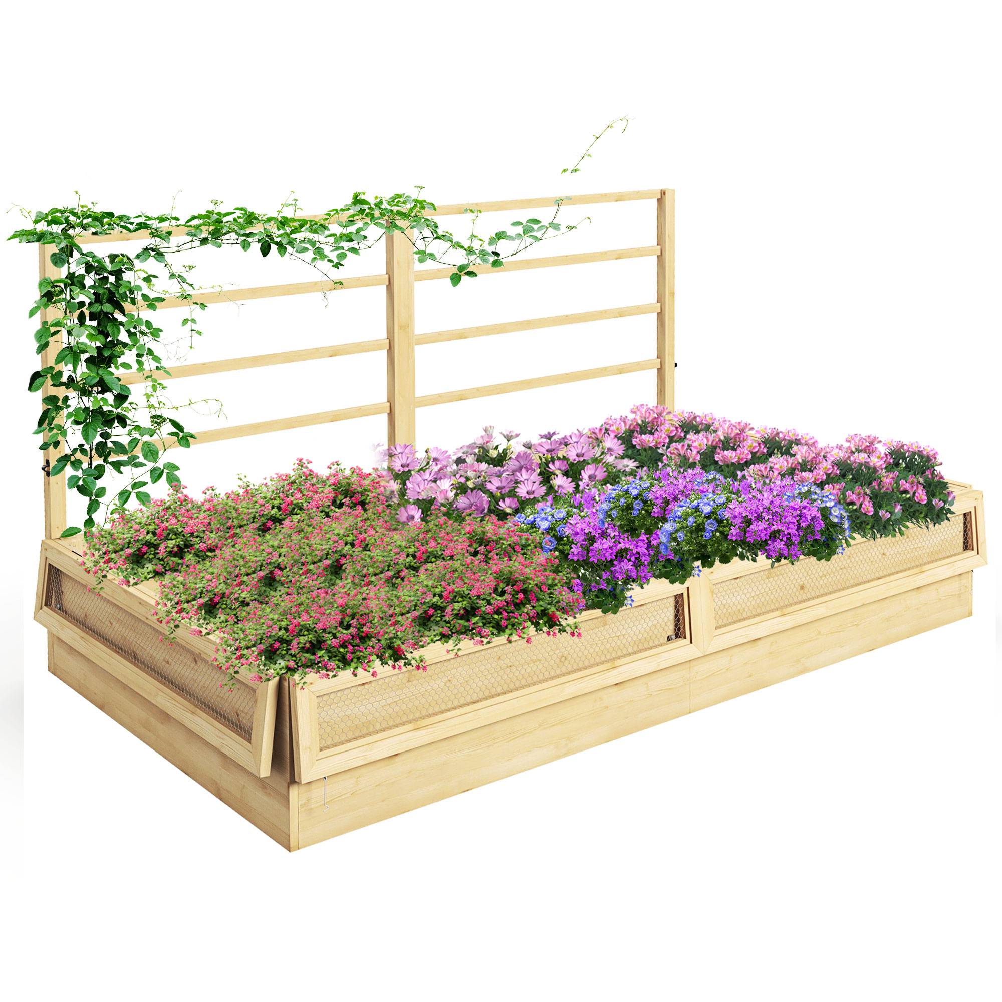 Sans Marque - Jardinière surélevée/potager/herbes intempéries 1 treillis 183x98,5x95 cm naturelle - Image 1
