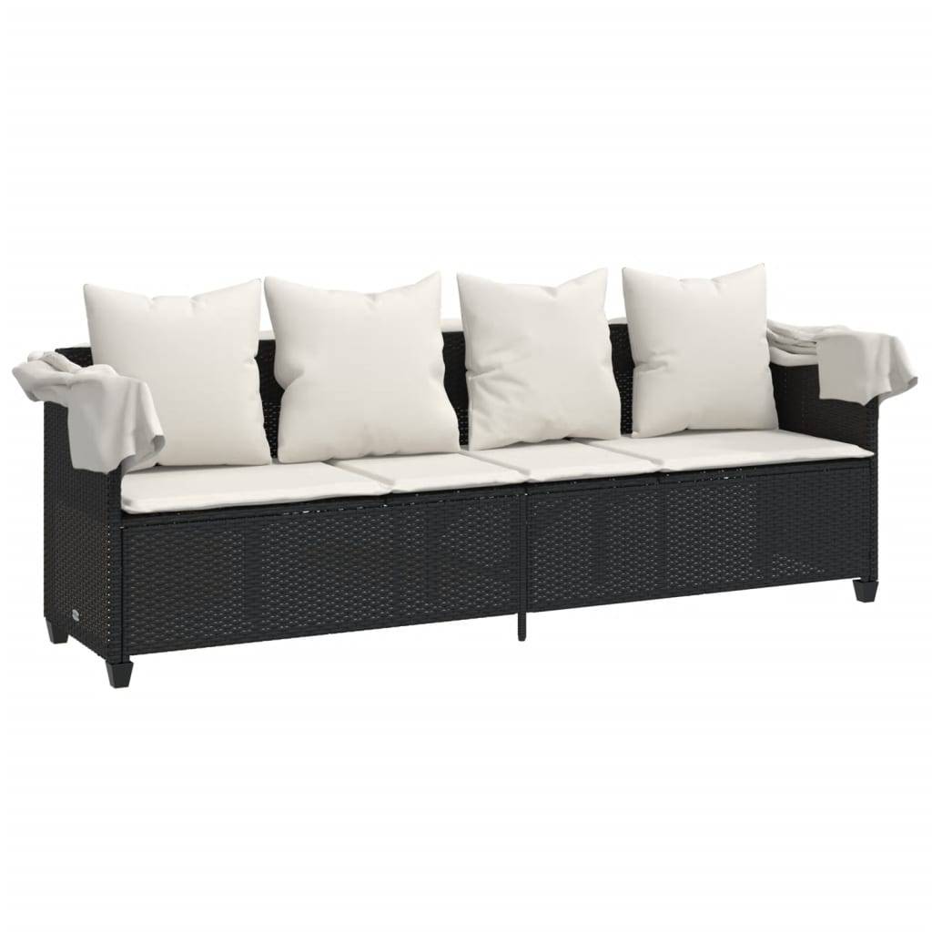 Bain de Soleil Auvent et Repose-Pieds Réglable Résine Noir – ComfortXL Outdoor Living - Image 4