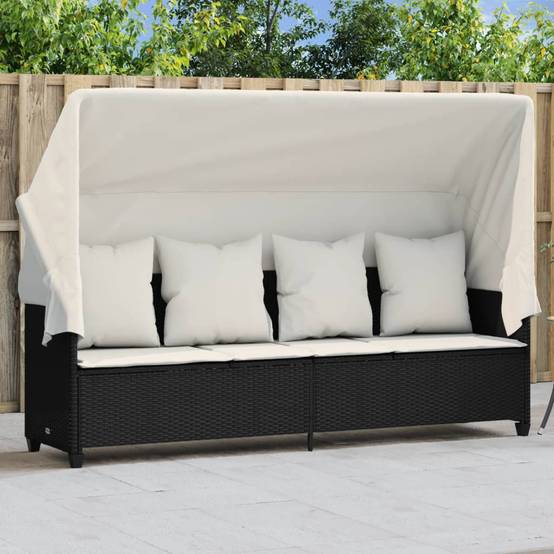Bain de Soleil Auvent et Repose-Pieds Réglable Résine Noir – ComfortXL Outdoor Living - Image 1