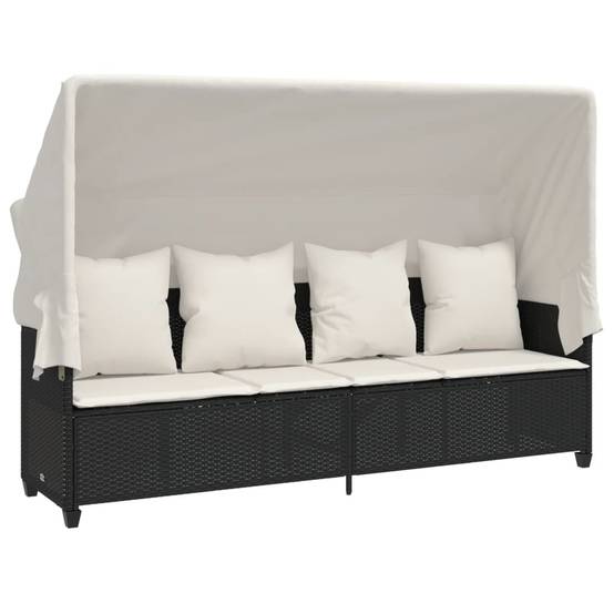 Bain de Soleil Auvent et Repose-Pieds Réglable Résine Noir – ComfortXL Outdoor Living - Image 2