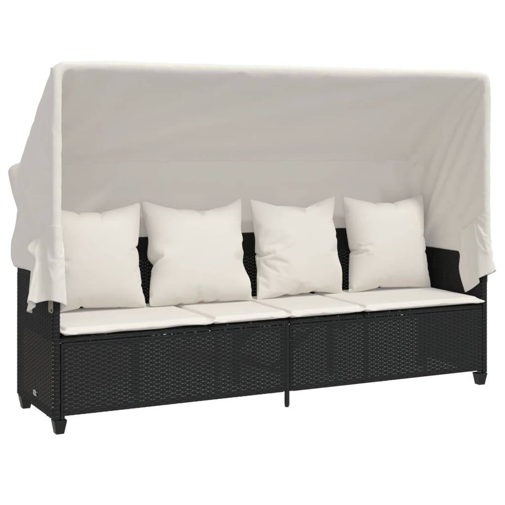 Bain de Soleil Auvent et Repose-Pieds Réglable Résine Noir – ComfortXL Outdoor Living - Image 2