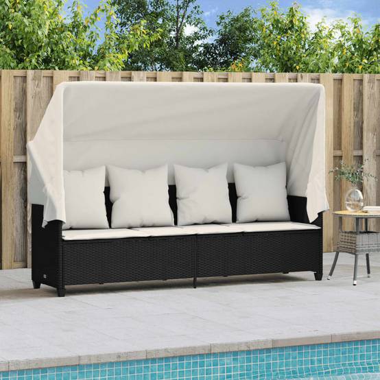 Bain de Soleil Auvent et Repose-Pieds Réglable Résine Noir – ComfortXL Outdoor Living - Image 3