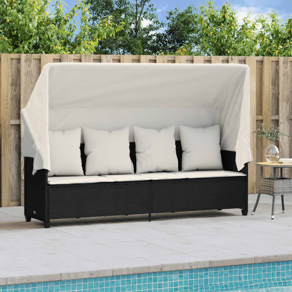 Bain de Soleil Auvent et Repose-Pieds Réglable Résine Noir – ComfortXL Outdoor Living - Image 3