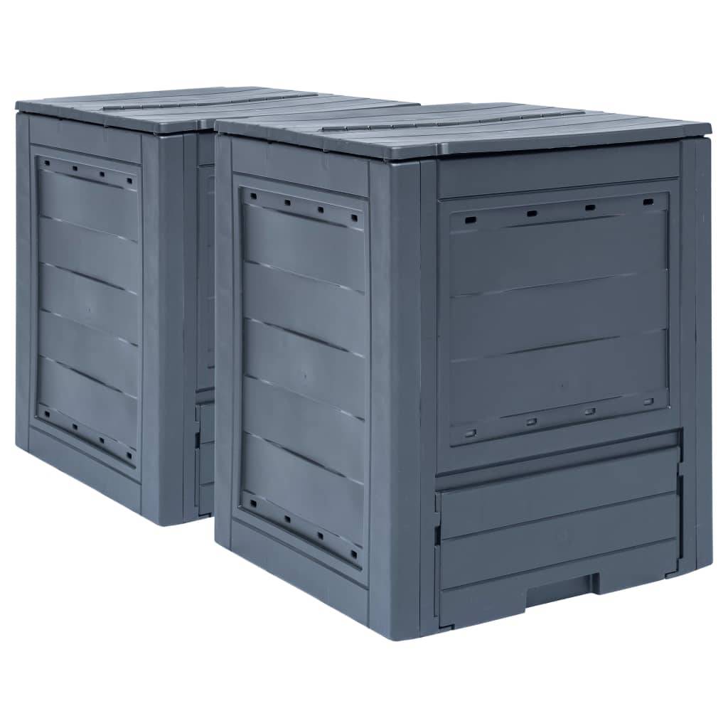 ComfortXL - Lot de 2 Composteurs de Jardin Plastique aspect Rotin Grande Capacité 520L pour Déchets Organiques Gris - ComfortXL Outdoor Living - Image 1