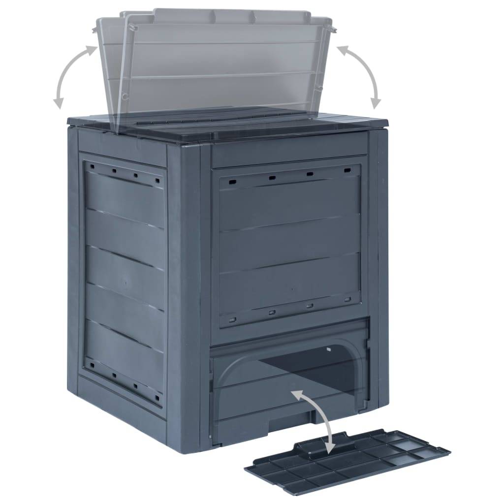 ComfortXL - Lot de 2 Composteurs de Jardin Plastique aspect Rotin Grande Capacité 520L pour Déchets Organiques Gris - ComfortXL Outdoor Living - Image 4