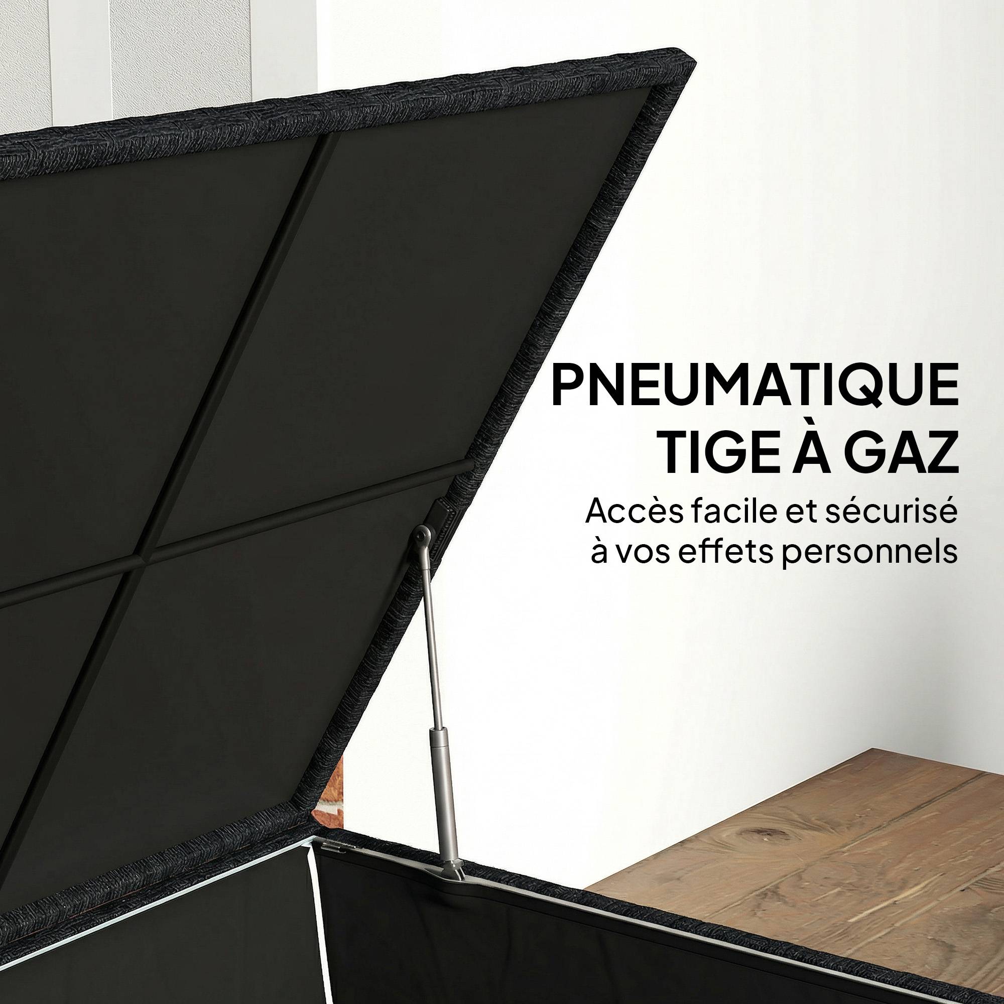 Coffre rangement jardin 253L résine tressée étanche outils extérieur noir - ComfortXL Outdoor Living - Image 9