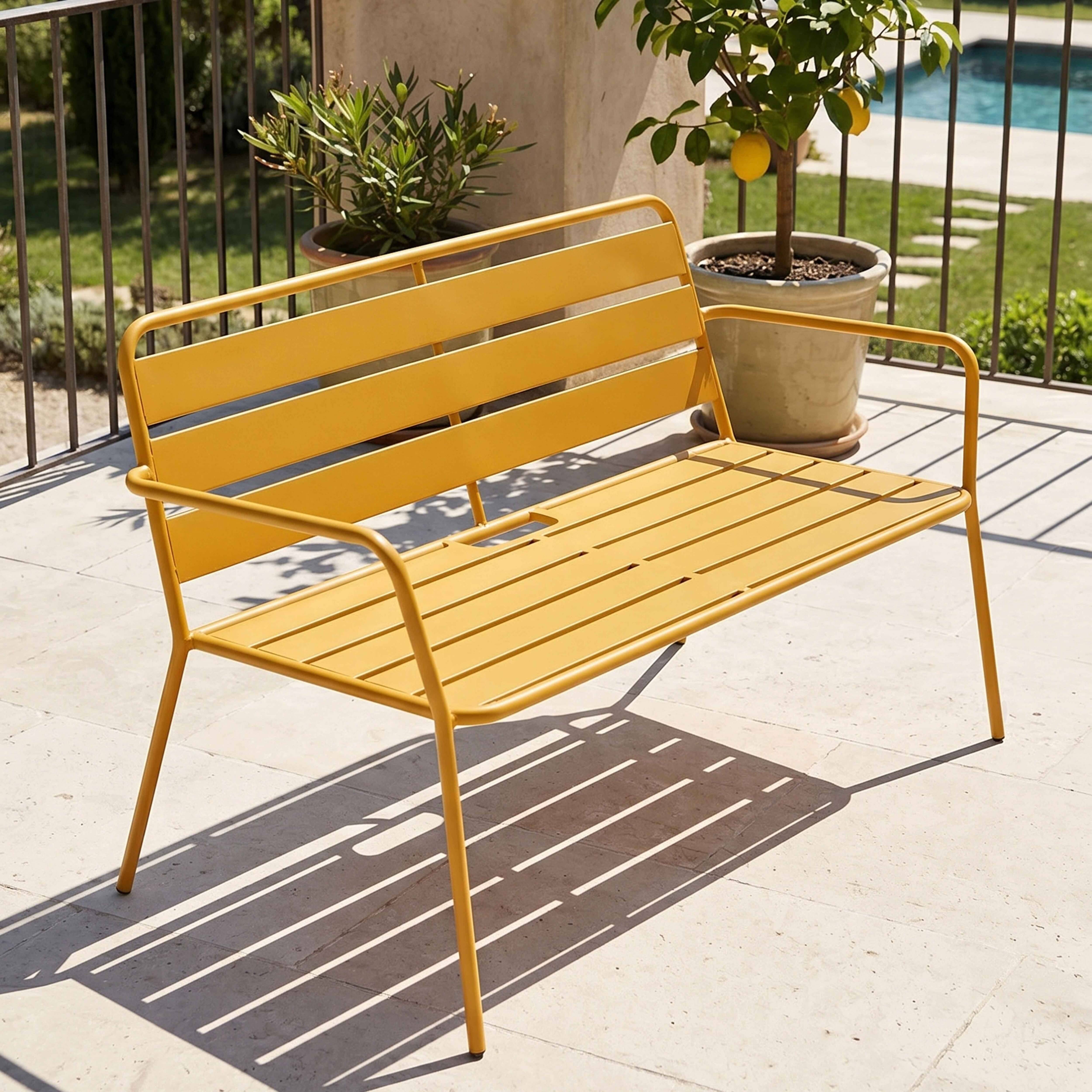 Oviala - Canapé de jardin en métal jaune Palavas - Oviala - Image 2