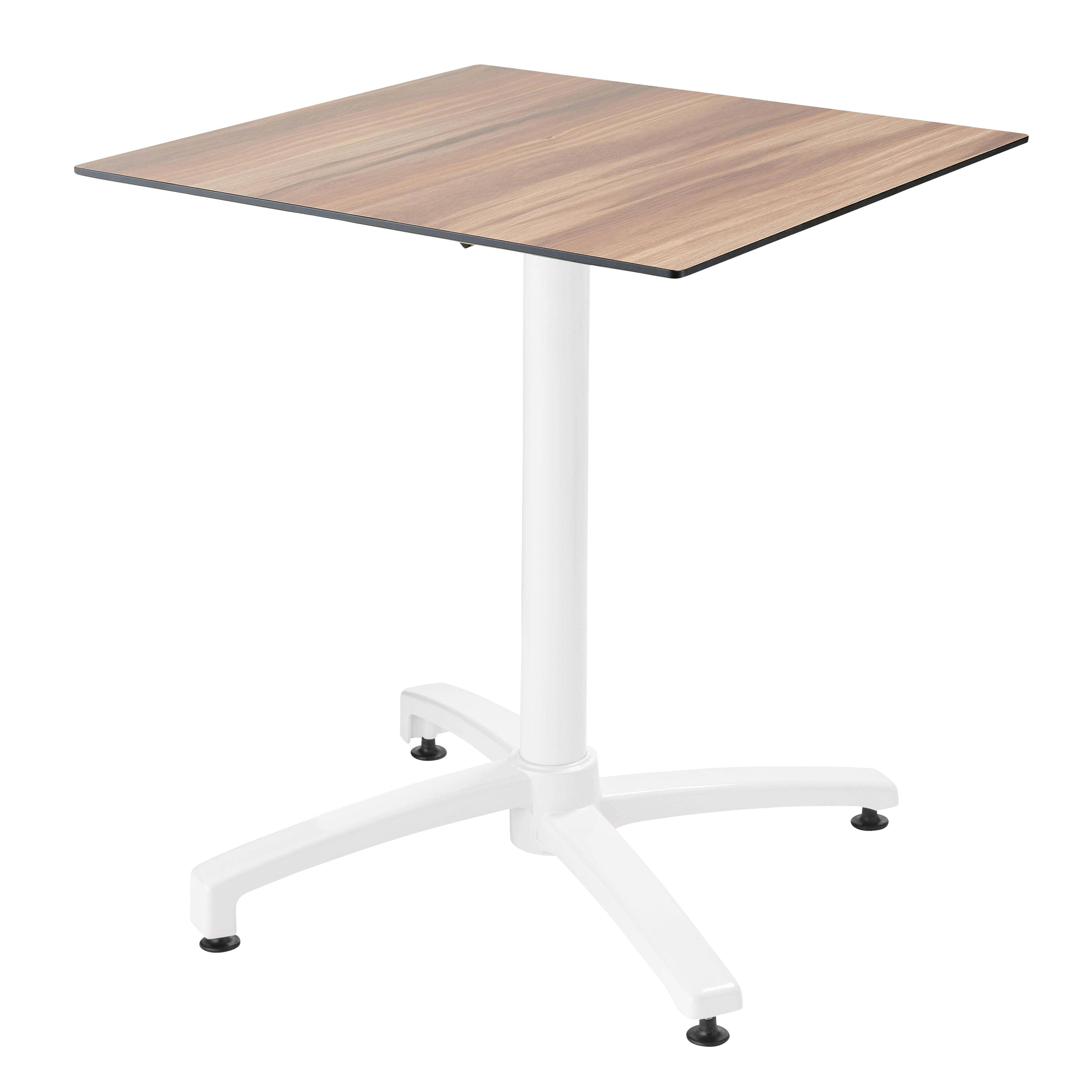 Oviala - Ensemble table 70 cm chêne foncé et 4 chaises en métal blanc - Oviala - Image 2