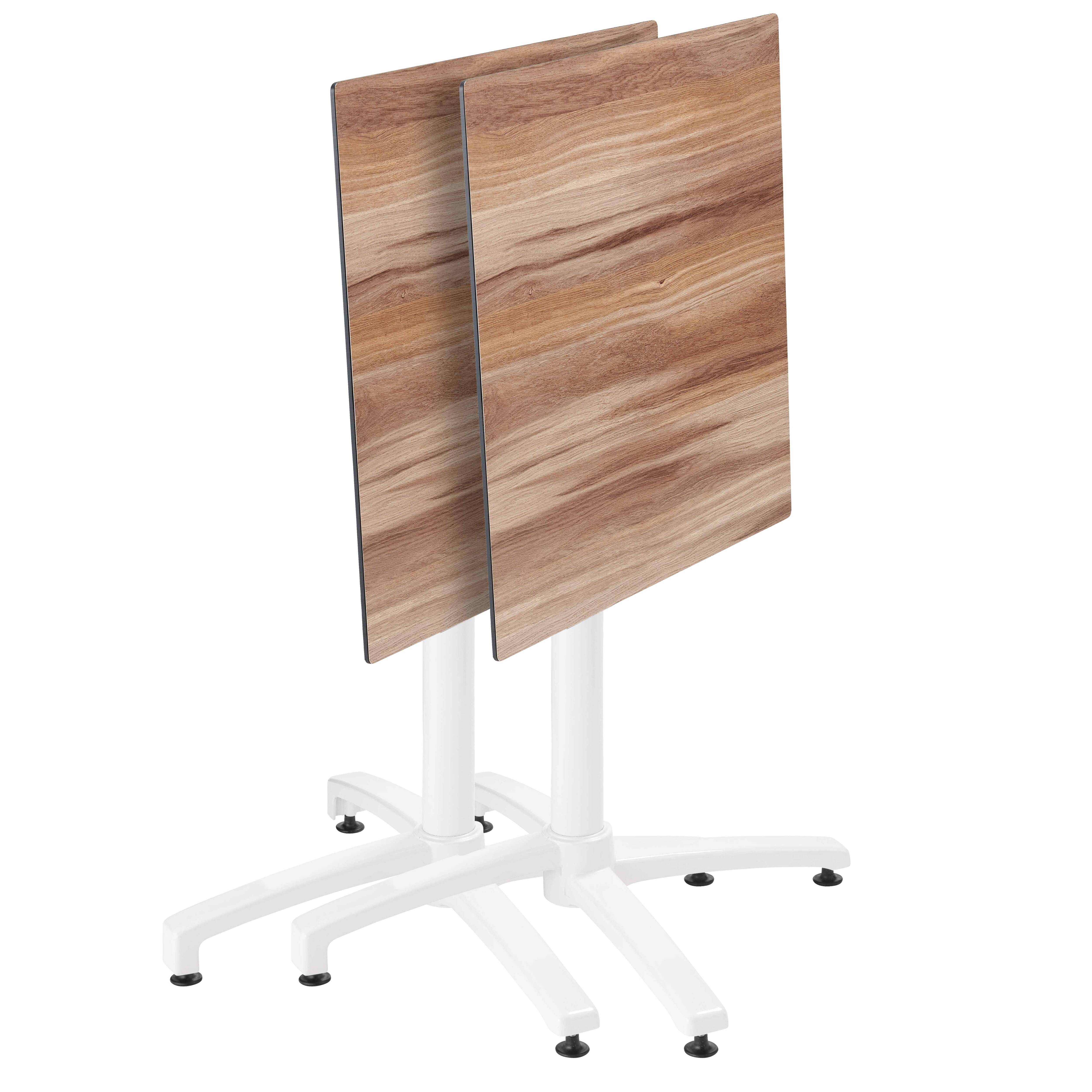 Oviala - Ensemble table 70 cm chêne foncé et 4 chaises en métal blanc - Oviala - Image 3