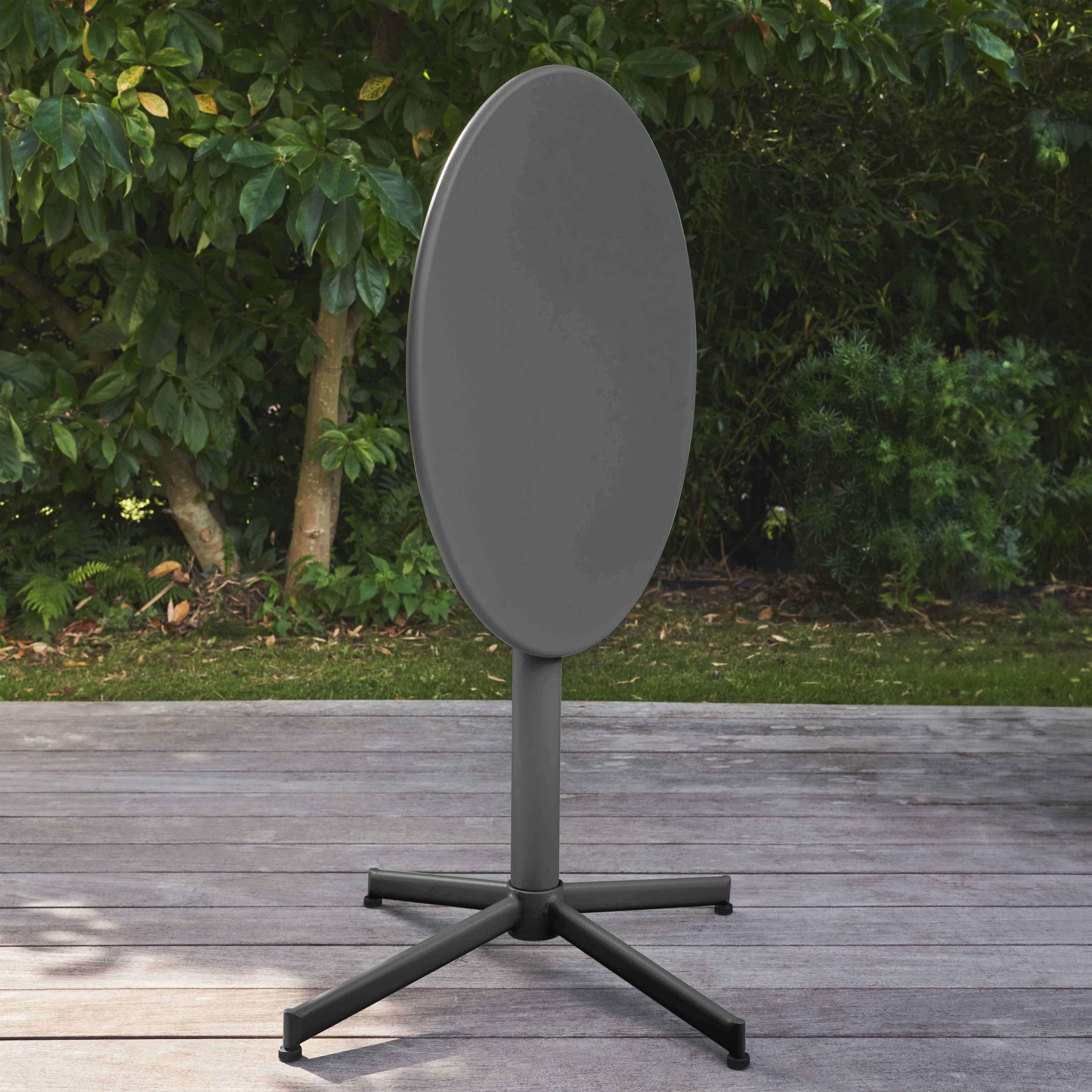 Oviala - Table de jardin ronde bistro inclinable 70 cm en acier anthracite Palavas - Oviala - Image 3