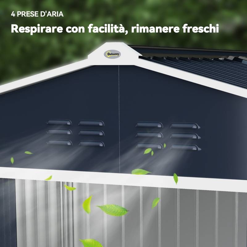 ComfortXL - Abri de jardin acier galvanisé 277 x 195 x 192 cm gris foncé rangement extérieur portes coulissantes - Image 4