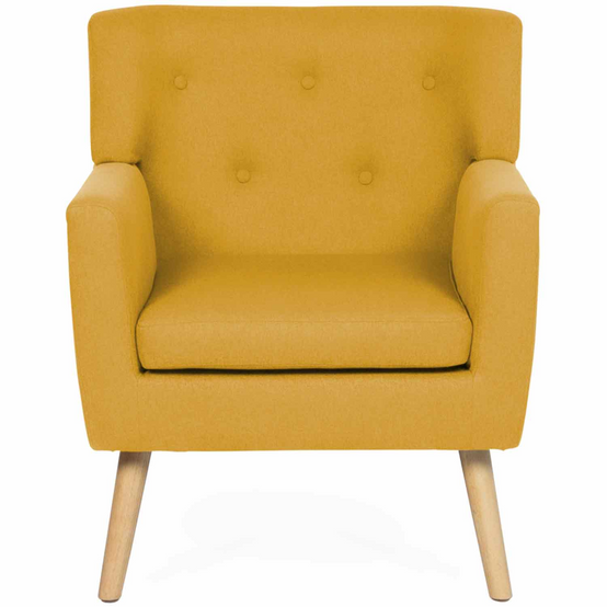Fauteuil scandinave LIV en tissu jaune moutarde - Image 3