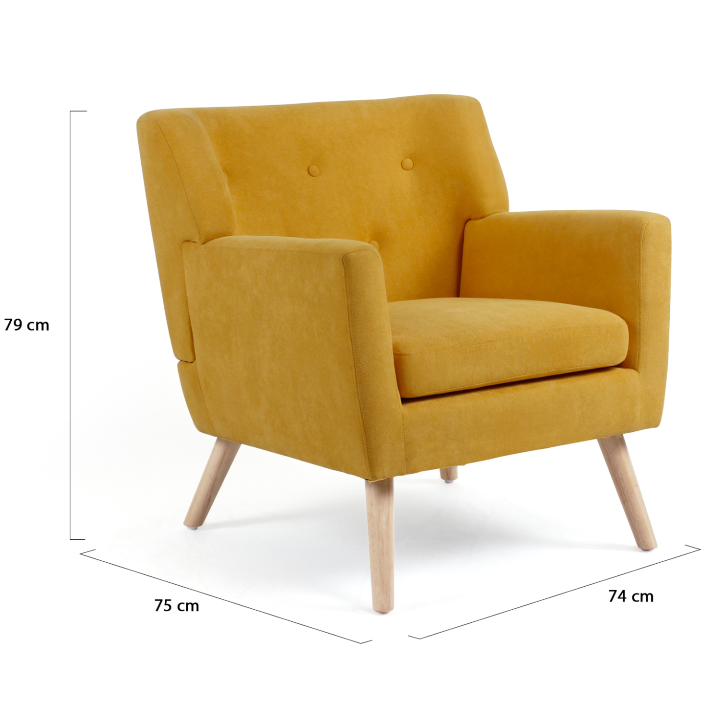 Fauteuil scandinave LIV en tissu jaune moutarde - Image 5