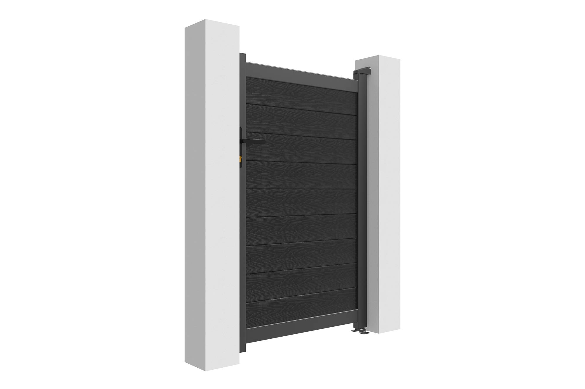 Casanoov Portillon bois composite 1m ATHOS H.160cm gris anthracite avec cadre aluminium + 2 poteaux EIFEL aluminium 20x20cm 160 x 350 cm Anthracite - Image 6