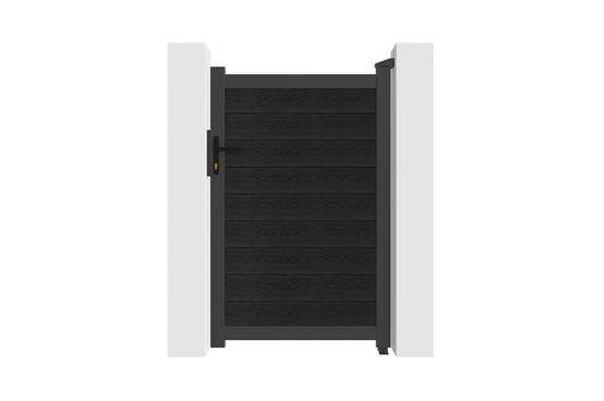 Casanoov Portillon bois composite 1m ATHOS H.160cm gris anthracite avec cadre aluminium + 2 poteaux EIFEL aluminium 20x20cm 160 x 350 cm Anthracite - Image 5