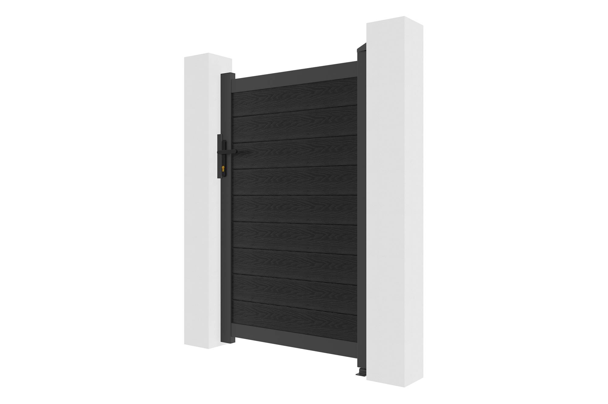 Casanoov Portillon bois composite 1m ATHOS H.160cm gris anthracite avec cadre aluminium + 2 poteaux EIFEL aluminium 20x20cm 160 x 350 cm Anthracite - Image 7