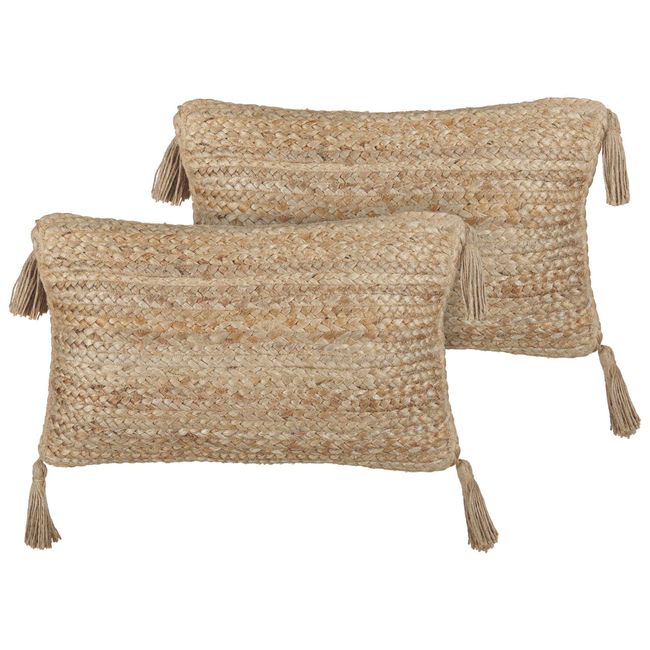Coussin décoratif Jute Beige SIUM Beliani - Image 1