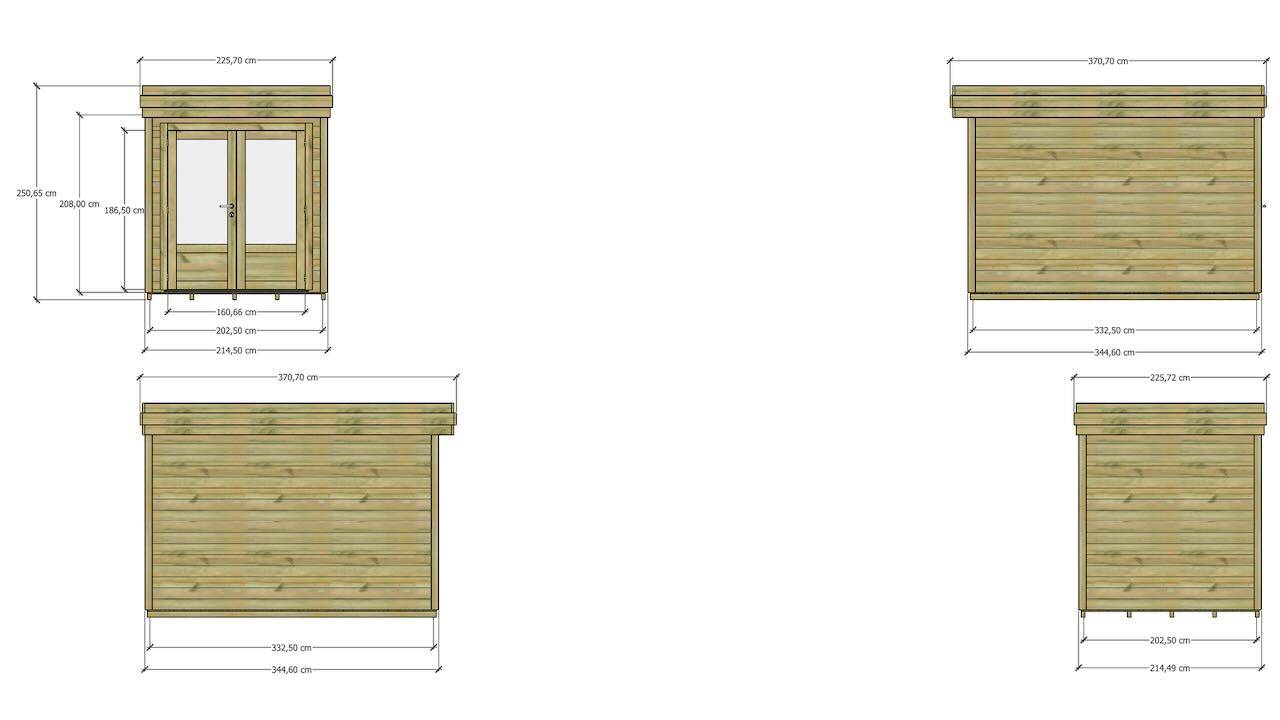 Abri Français - ABRI DE JARDIN bois autoclave 27mm - 2,14x3,44m / 7m2 - Bac acier - Plancher bois - Image 4