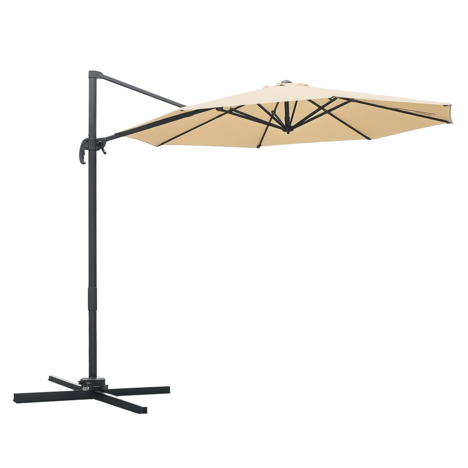 Outsunny - Parasol déporté octogonal inclinable rotatif 360° Ø3m x H2,5m pied croix 8 bélières manivelle structure acier/alu beige - Outsunny - Image 1