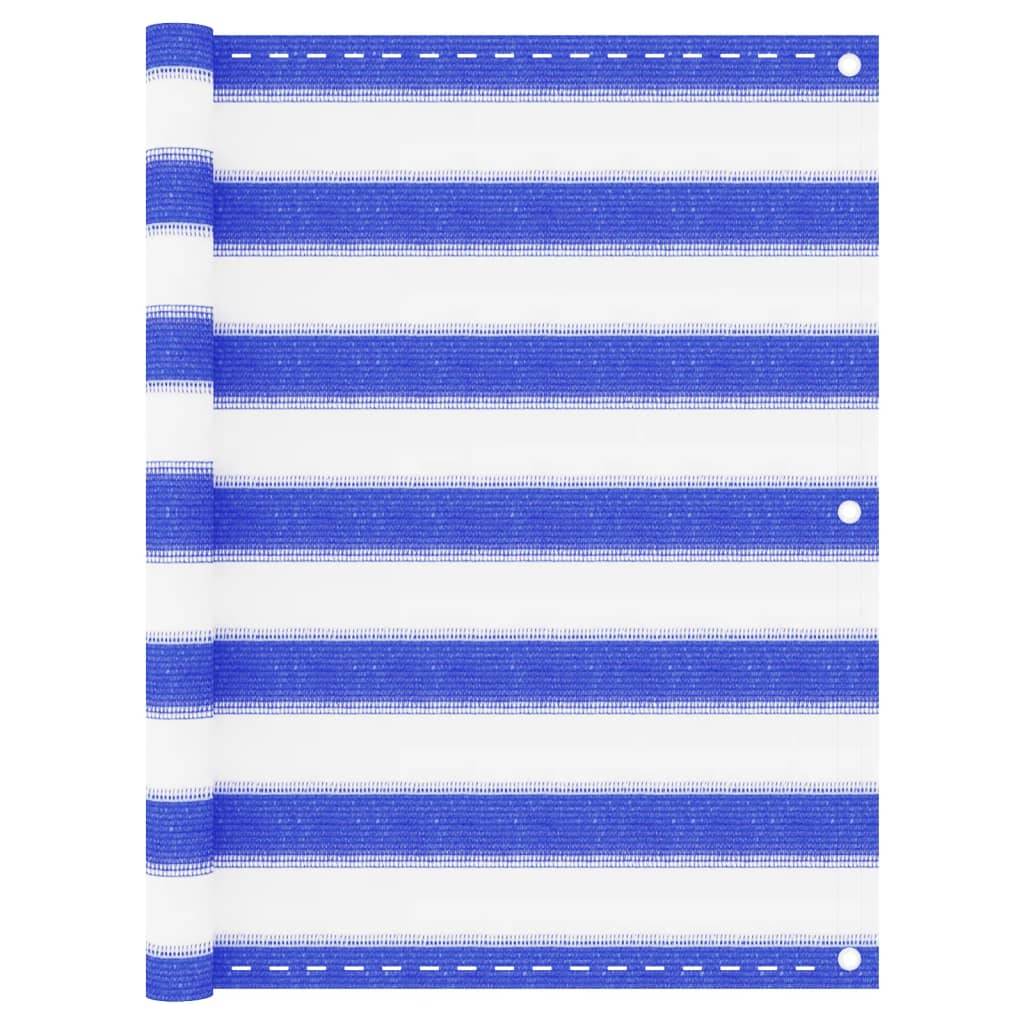Helloshop26 - Écran de balcon brise pare vue protection confidentialité 75 x 500 cm PEHD bleu et blanc - Image 1