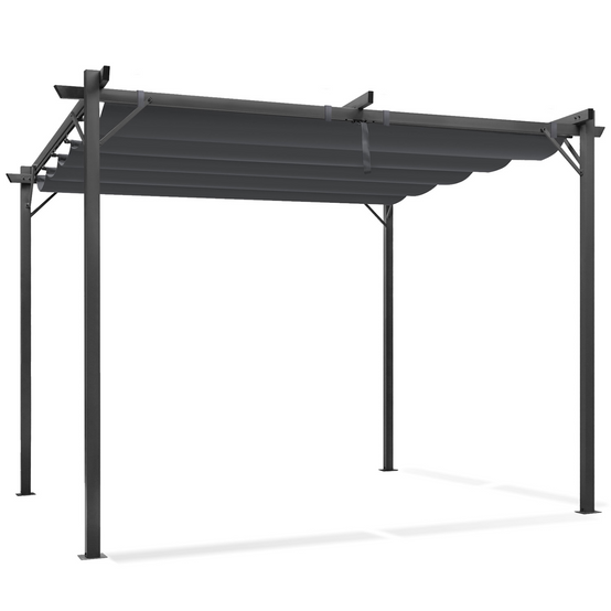 Pergola édition spéciale toit rétractable 3x4 M et 4 stores gris anthracite - Image 3