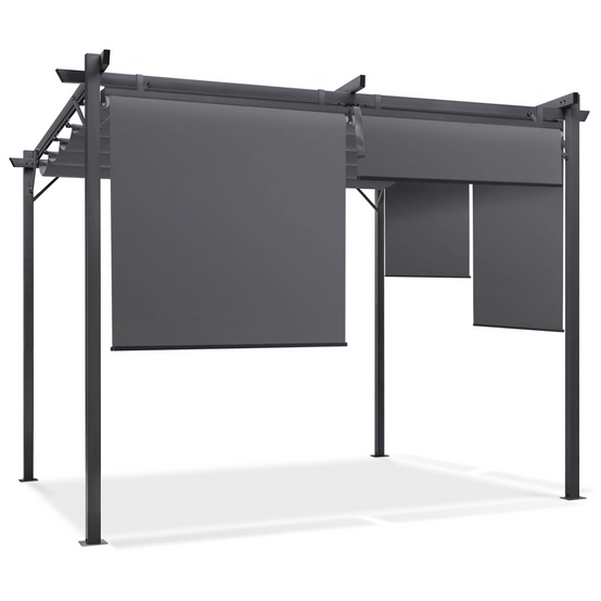 Pergola édition spéciale toit rétractable 3x4 M et 4 stores gris anthracite - Image 4