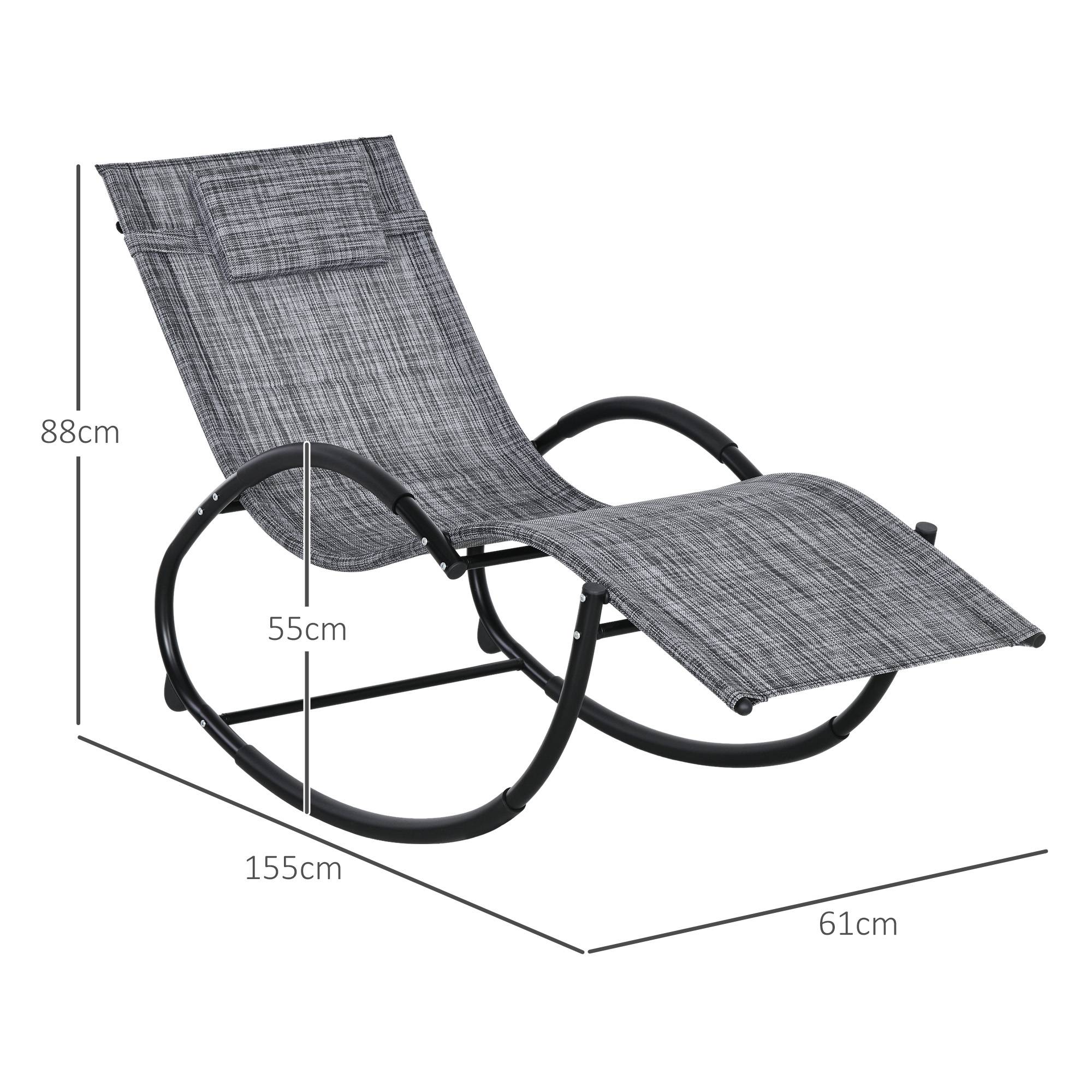 Chaise longue à bascule avec tétière utilisation extérieure intérieure gris chiné - Image 5