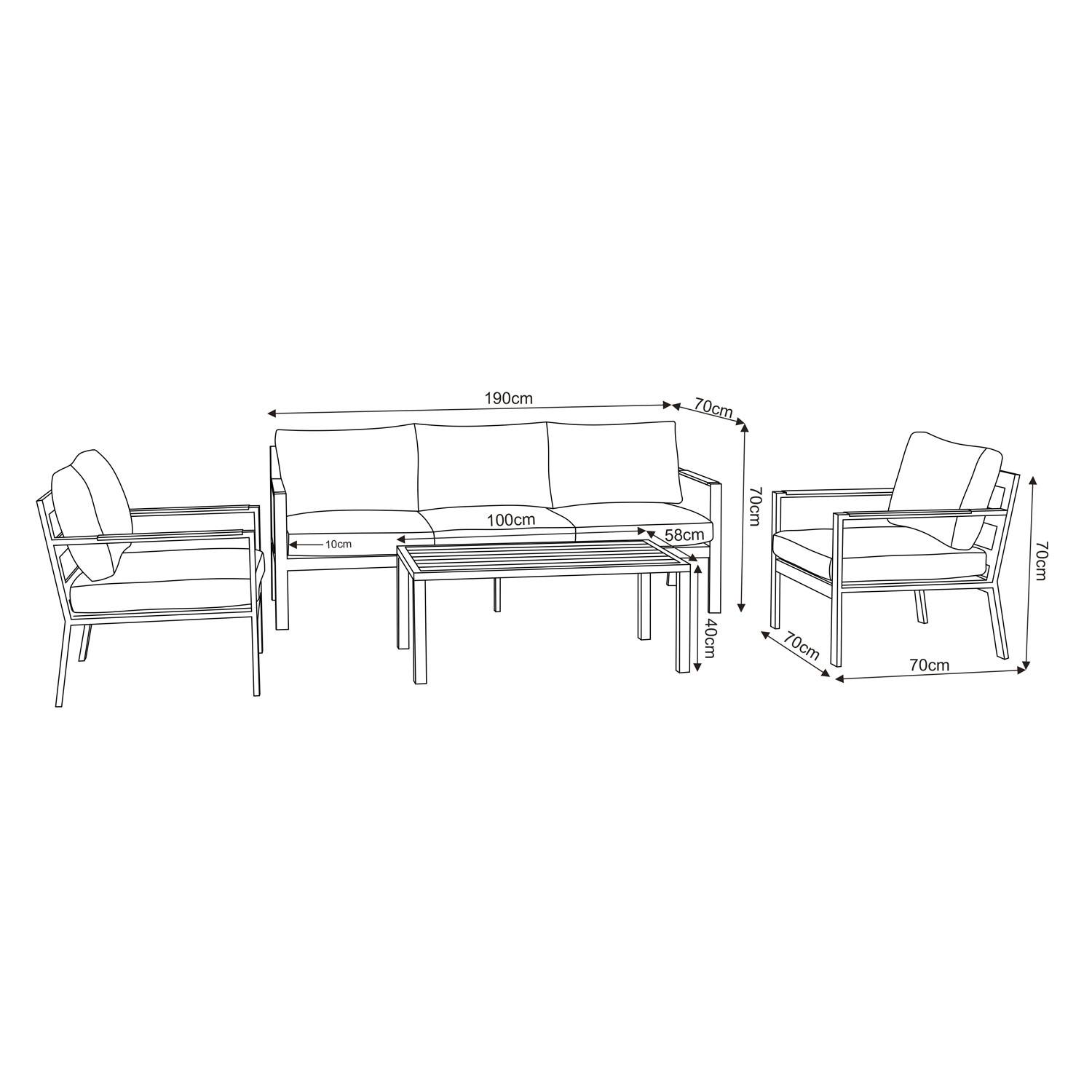 Autre - Salon de jardin design en aluminium 5 Places - Gris anthracite et naturel - MABILLON - Image 6