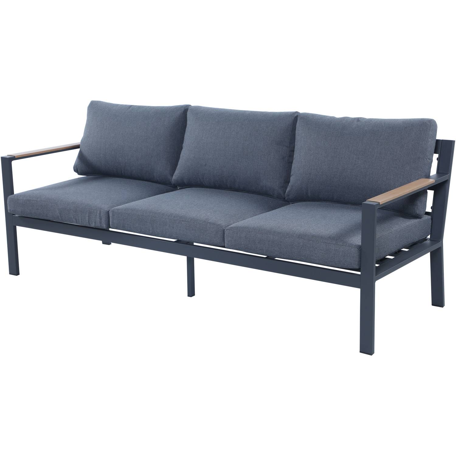 Autre - Salon de jardin design en aluminium 5 Places - Gris anthracite et naturel - MABILLON - Image 2