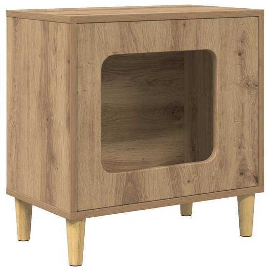 Maison pour chat bois d'ingénierie chêne artisan 51 x 30 x 52 cm, Poids:8.98kg - PANGIVO - Image 2