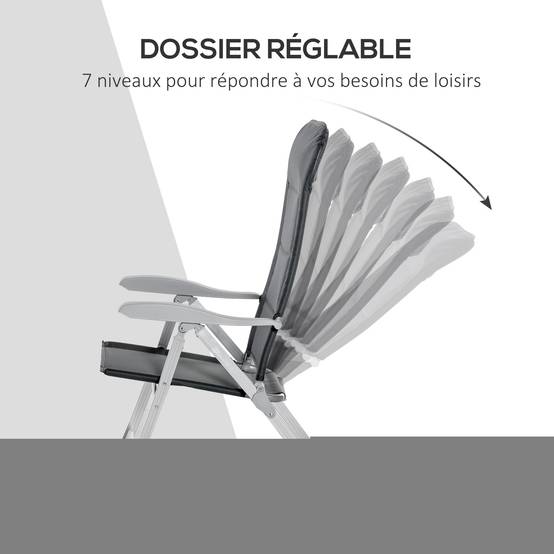 ComfortXL - Lot de 2 fauteuils de jardin aluminium pliants dossier inclinable gris foncé - ComfortXL Outdoor Living - Image 7
